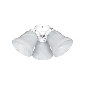 3-Arm Alabaster Fan Light Kit White