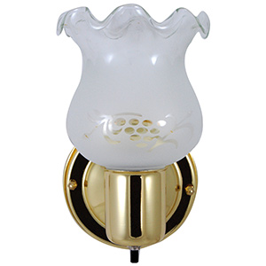 Grape Pattern Etched Glass Wall Sconce Polished Brass