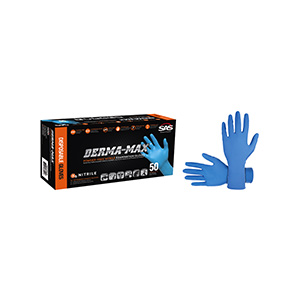 Derma-Max Blue Disposable Nitrile Gloves, Medium 50/Box, 6607-20