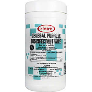 Claire General Purpose Disinfectant Wipes 60 Wipes
