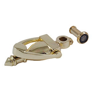 Door Knocker 5-1/2" with 180° Viewer Polished Brass