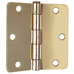 Door Hinge 1/4" Radius Corner 3-1/2" Polished Brass