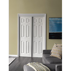 Bypass 6-Panel Sliding Door White 48" x 80"