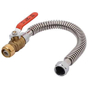 18" Corrugated SS Water Heater Connector with Ball Valve