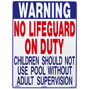 National Stock Sign Co. No Lifeguard On Duty Sign 18" x 24"