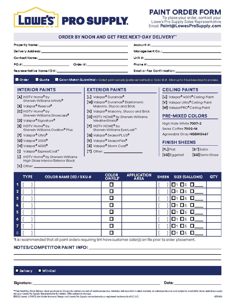 Fax Order Form