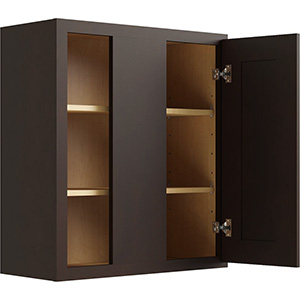 Luxor Espresso Two Door & Drawer Blind Wall Cabinet, 27/30"W x 24"D