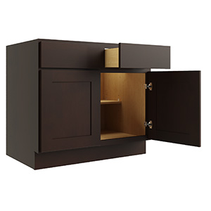 Luxor Espresso Single Door and Drawer Base Cabinet With Shelf, 30"W x 24"D
